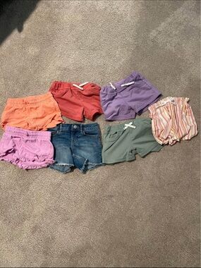 Girls' size 5 Mixed Cotton Shorts - Pink, Coral, Purple, Navy, Green, Denim